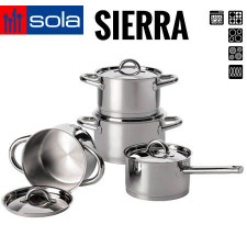 Набор кастрюль 4шт с крышками SIERRA- 1,5л ковш,кастрюли:1,5л,2,0л,3,0л